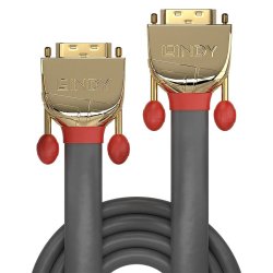 Lindy - 15m DVI-D Dual Link Cable, Gold Line - 15 m - DVI-D - Male - Grey - 24 - Gold