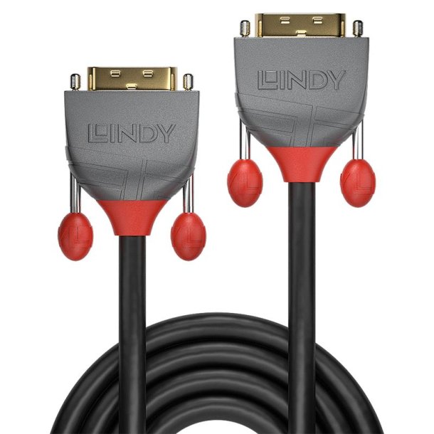 Lindy - 0.5m DVI-D Dual Link Cable, Anthra Line - 0.5 m - DVI-D - Male - Grey - 28 - Gold