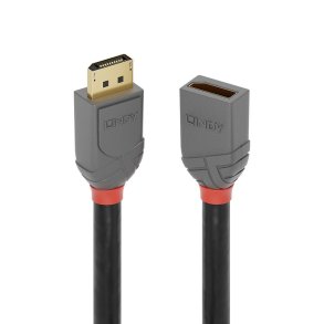 Lindy - 3m DisplayPort 1.4 Extension Cable, Anthra Line - Gold - 1.4 - 7680 x 4320 pixels - 7680 x 4320 - 4320p - 60 Hz