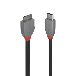 Lindy - 2m USB 3.2 Type C to Micro-B Cable, Anthra Line - USB 3.2 Gen 1 (3.1 Gen 1) - USB C - Micro-USB B - Male - Strai