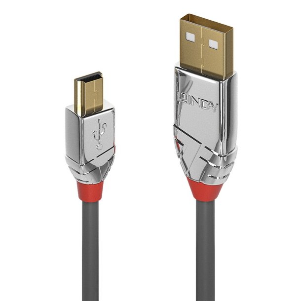 Lindy - 3m USB 2.0 Type A to Mini-B Cable, Cromo Line - USB 2.0 - USB A - Mini-USB B - Male - Straight - 24/28