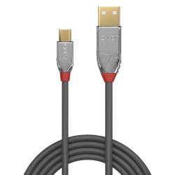 Lindy - 1m USB 2.0 Type A to Micro-B Cable, Cromo Line - USB 2.0 - USB A - Micro-USB B - Male - Straight - 24/28