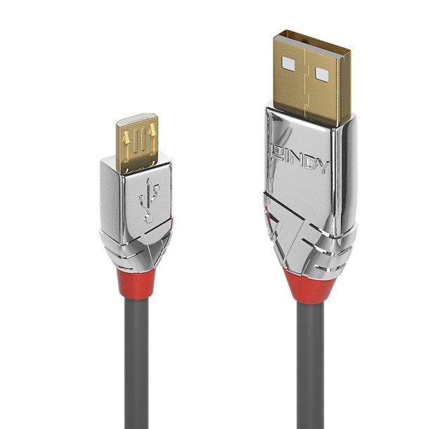 Lindy - 2m USB 2.0 Type A to Micro-B Cable, Cromo Line - USB 2.0 - USB A - Micro-USB B - Male - Straight - 24/28