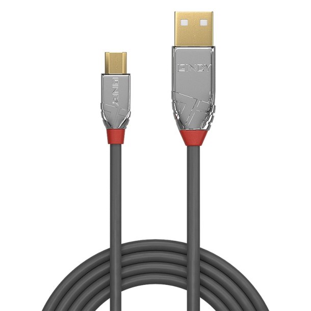 Lindy - 5m USB 2.0 Type A to Micro-B Cable, Cromo Line - USB 2.0 - USB A - Micro-USB B - Male - Straight - 24/28