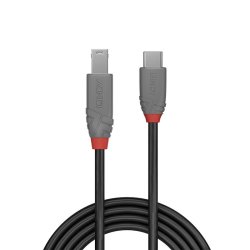 Lindy - 0.5m USB 3.2 Type C to B Cable, 5Gbps, Anthra Line - USB 3.2 Gen 1 (3.1 Gen 1) - USB C - USB B - Male - Straight