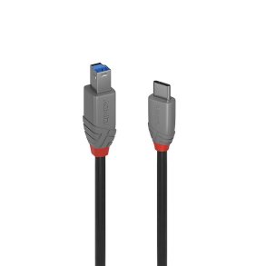 Lindy - 3m USB 3.2 Type C to B Cable, Anthra Line - USB 3.2 Gen 1 (3.1 Gen 1) - USB C - USB B - Male - Straight - 22/30
