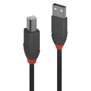 Lindy - 1m USB 2.0 Type A to B Cable, Anthra Line - USB 2.0 - USB A - USB B - Male - Straight - 26/28