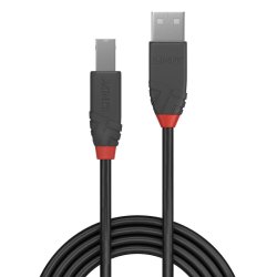 Lindy - 7.5m USB 2.0 Type A to B Cable, Anthra Line - USB 2.0 - USB A - USB B - Male - Straight - 28/24