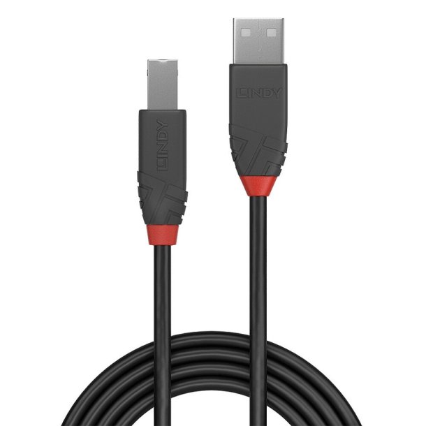 Lindy - 10m USB 2.0 Type A to B Cable, Anthra Line - USB 2.0 - USB A - USB B - Male - Straight - 28/24