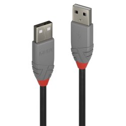 Lindy - 0.5m USB 2.0 Type A to A Cable, Anthra Line - USB 2.0 - USB A - Male - Straight - 26/28 - Nickel/Gold