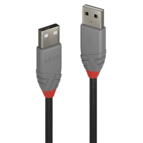 Lindy - 2m USB 2.0 Type A to A Cable, Anthra Line - USB 2.0 - USB A - Male - Straight - 26/28 - Nickel