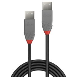 Lindy - 2m USB 2.0 Type A to A Cable, Anthra Line - USB 2.0 - USB A - Male - Straight - 26/28 - Nickel
