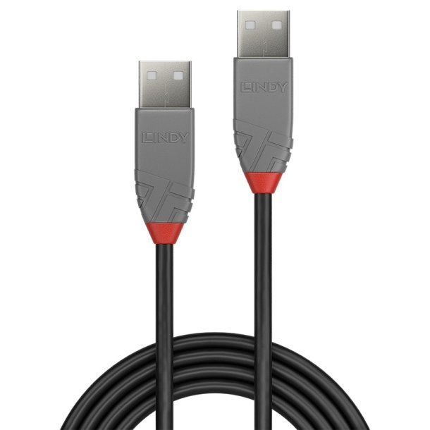 Lindy - 2m USB 2.0 Type A to A Cable, Anthra Line - USB 2.0 - USB A - Male - Straight - 26/28 - Nickel