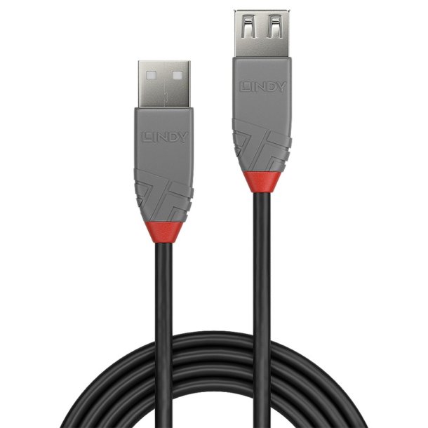 Lindy - 0.2m USB 2.0 Type A Extension Cable, Anthra Line - USB 2.0 - USB A - Male - Female - Straight - 26/28