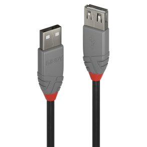 Lindy - 0.5m USB 2.0 Type A Extension Cable, Anthra Line - USB 2.0 - USB A - Male - Female - Straight - 26/28