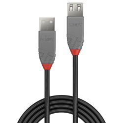 Lindy - 1m USB 2.0 Type A Extension Cable, Anthra Line - USB 2.0 - USB A - Male - Female - Straight - 26/28