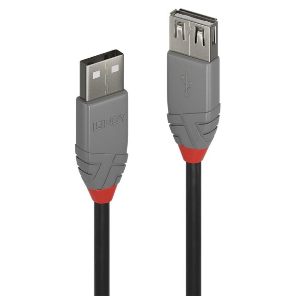 Lindy - 2m USB 2.0 Type A Extension Cable, Anthra Line - USB 2.0 - USB A - Male - Female - Straight - 26/28