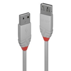 Lindy - 0.5m USB 2.0 Type A Extension Cable, Anthra Line, Grey - USB 2.0 - USB A - Male - Female - Straight - 26/28