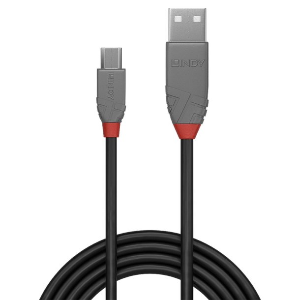 Lindy - 1m USB 2.0 Type A to Micro-B Cable, Anthra Line - USB 2.0 - USB A - Micro-USB B - Male - Straight - 28