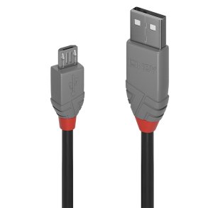 Lindy - 3m USB 2.0 Type A to Micro-B Cable, Anthra Line - USB 2.0 - USB A - Micro-USB B - Male - Straight - 28/28