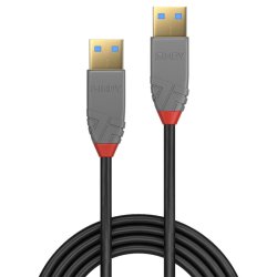 Lindy - 5m USB 3.2 Type A Cable, 5Gbps, Anthra Line - USB 3.2 Gen 1 (3.1 Gen 1) - USB A - Male - Straight - Gold - Polyv