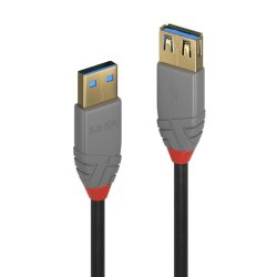 Lindy - 1m USB 3.2 Type A Extension Cable, 5Gbps, Anthra Line - USB 3.2 Gen 1 (3.1 Gen 1) - USB A - Male - Female - Stra