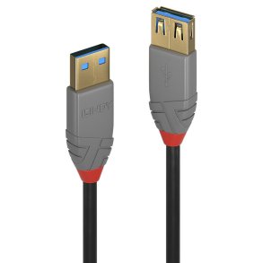 Lindy - 2m USB 3.2 Type A Extension Cable, 5Gbps, Anthra Line - USB 3.2 Gen 1 (3.1 Gen 1) - USB A - Male - Female - Stra