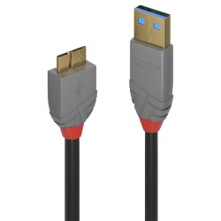 Lindy - 0.5m USB 3.2 Type A to Micro-B Cable, 5Gbps, Anthra Line - USB 3.2 Gen 1 (3.1 Gen 1) - USB A - Micro-USB B - Mal