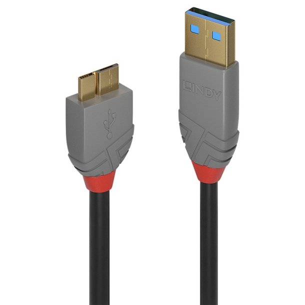 Lindy - 1m USB 3.2 Type A to Micro-B Cable, 5Gbps, Anthra Line - USB 3.2 Gen 1 (3.1 Gen 1) - USB A - Micro-USB B - Male 