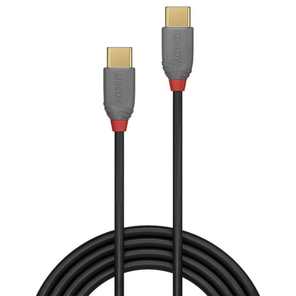 Lindy - 0.5m USB 2.0 Type C to C Cable, Anthra Line - USB 2.0 - USB C - Male - Straight - 24/28/32 - Gold