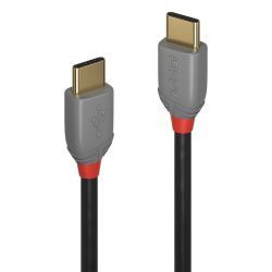 Lindy - 1m USB 2.0 Type C to C Cable, Anthra Line - USB 2.0 - USB C - Male - Straight - 24/28/32 - Gold