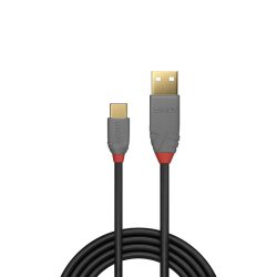 Lindy - 2m USB 2.0 Type A to C Cable, Anthra Line - USB 2.0 - USB A - USB C - Male - Straight - 28