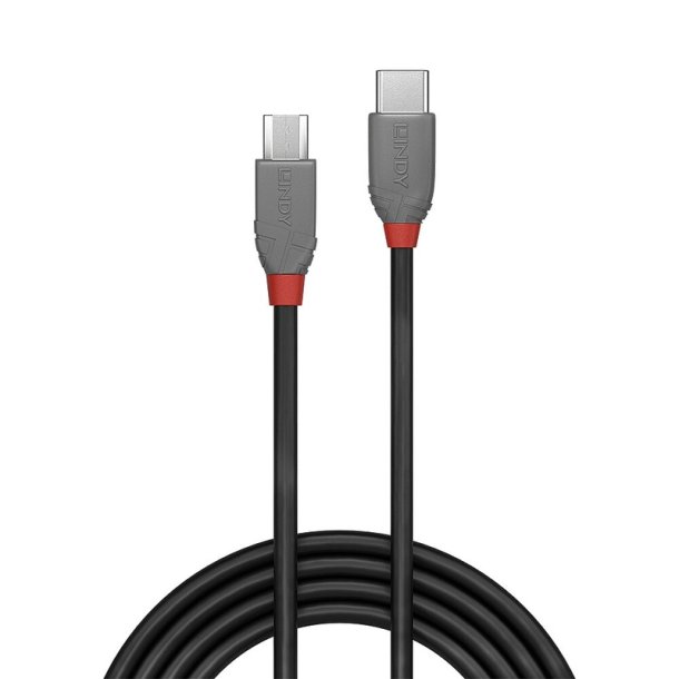 Lindy - 3m USB 2.0 Type C to Micro-B Cable, Anthra Line - USB 2.0 - USB C - Micro-USB B - Male - Straight - 28