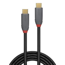 Lindy - 0.5m USB 3.2 Type C to C Cable, 20Gbps, 5A, PD, Anthra Line - USB C - Male - Straight - 24/30/32 - Gold - Polyvi