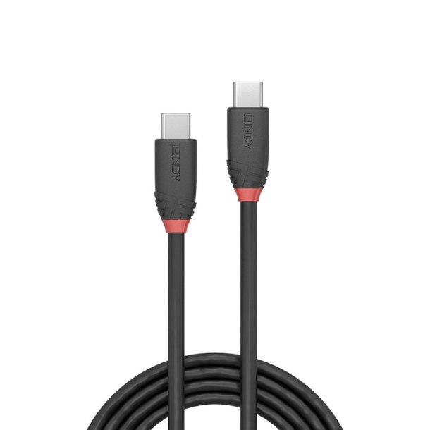 Lindy - 1m USB 3.2 Type C to C Cable, 20Gbps, Black Line - USB 3.2 Gen 1 (3.1 Gen 1) - USB C - Male - Straight - 26/32 -