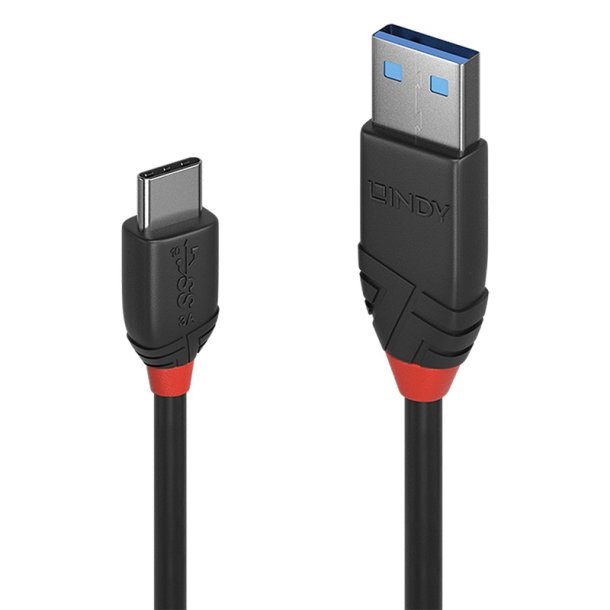 Lindy - 1m USB 3.2 Type A to C Cable, 10Gbps, Black Line - USB 3.2 Gen 1 (3.1 Gen 1) - USB A - USB C - Male - Straight -