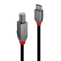 Lindy - 1m USB 2.0 Type C to B Cable, Anthra Line - USB 2.0 - USB C - USB B - Male - Straight - 26/28