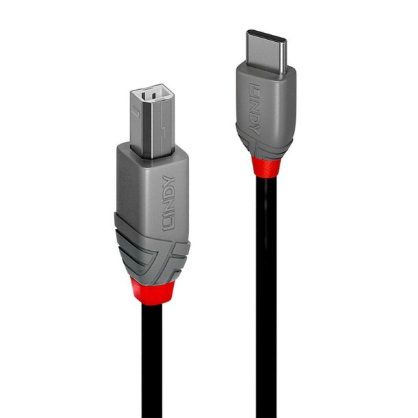 Lindy - 1m USB 2.0 Type C to B Cable, Anthra Line - USB 2.0 - USB C - USB B - Male - Straight - 26/28