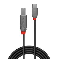 Lindy - 1m USB 2.0 Type C to B Cable, Anthra Line - USB 2.0 - USB C - USB B - Male - Straight - 26/28