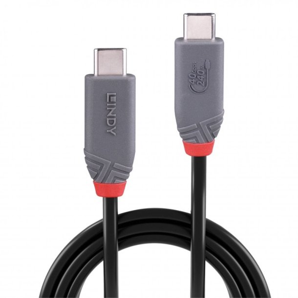 Lindy - 0.8m USB 4 240W Type C Cable, Anthra Line - USB4 Gen 3x2 - USB C - Male - Straight - 23/30/34 - Nickel