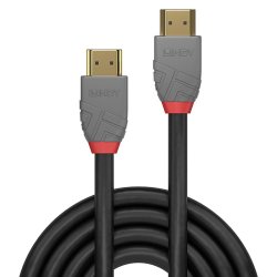 Lindy - 2m High Speed HDMI Cable, Anthra Line - 2 m - HDMI Type A (Standard) - Male - Straight - Black, Grey - 2.0