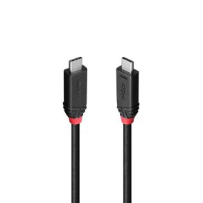 Lindy - 0.5m USB4 240W Type C Cable, Black Line - USB4 Gen 3x2 - USB C - Male - Straight - 24/32 - Nickel