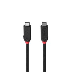 Lindy - 0.5m USB4 240W Type C Cable, Black Line - USB4 Gen 3x2 - USB C - Male - Straight - 24/32 - Nickel