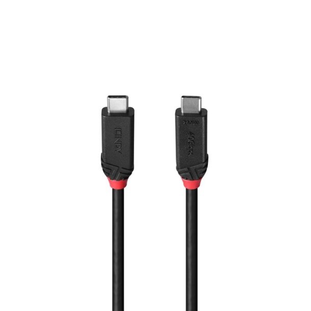 Lindy - 0.5m USB4 240W Type C Cable, Black Line - USB4 Gen 3x2 - USB C - Male - Straight - 24/32 - Nickel