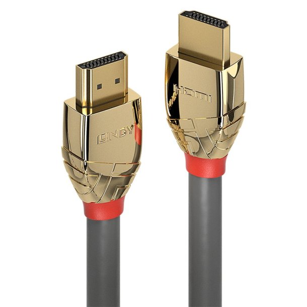 Lindy - 2m High Speed HDMI Cable, Gold Line - 2 m - HDMI Type A (Standard) - Male - Straight - Grey - 18 Gbit/s