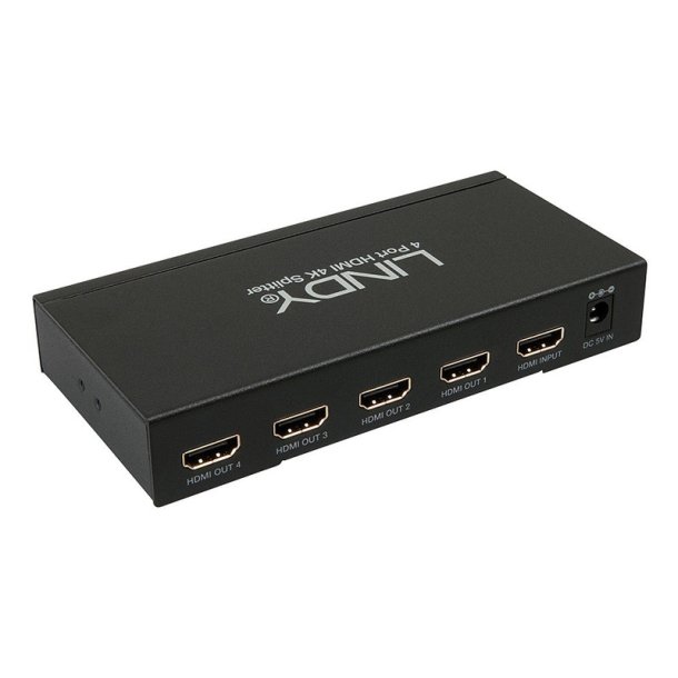 Lindy - 4 Port HDMI 10.2G Splitter - HDMI - 4x HDMI - 4 - Black - 4096 x 2160 pixels - 1920 x 1080 (HD 1080), 4096 x 216