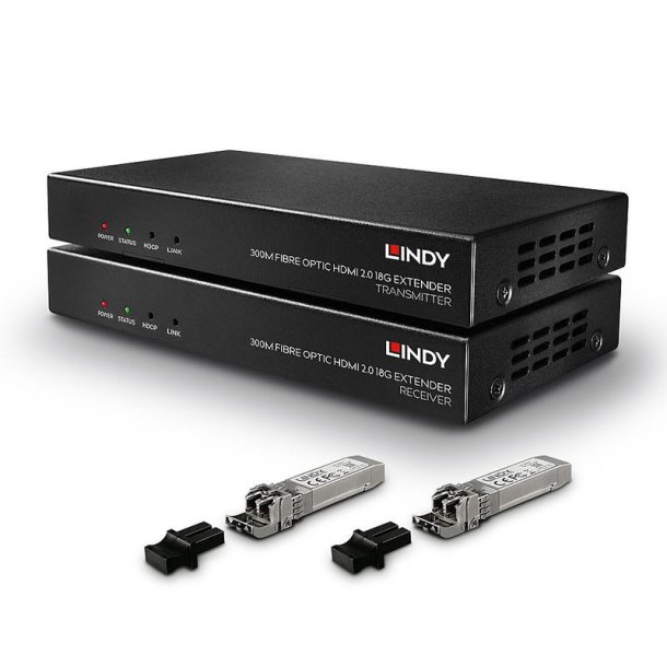 Lindy - 300m Fibre Optic HDMI 18G &amp; IR Extender - AV transmitter &amp; receiver - 3840 x 2160 pixels - 300 m - 60 Hz - 850 n