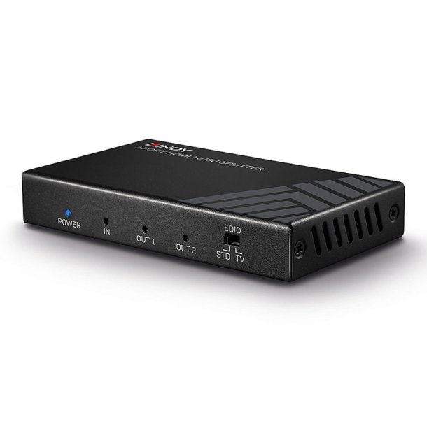 Lindy - 2 Port HDMI 2.0 18G Splitter - HDMI - 2x HDMI - 2.0 - 1 - Black - Metal