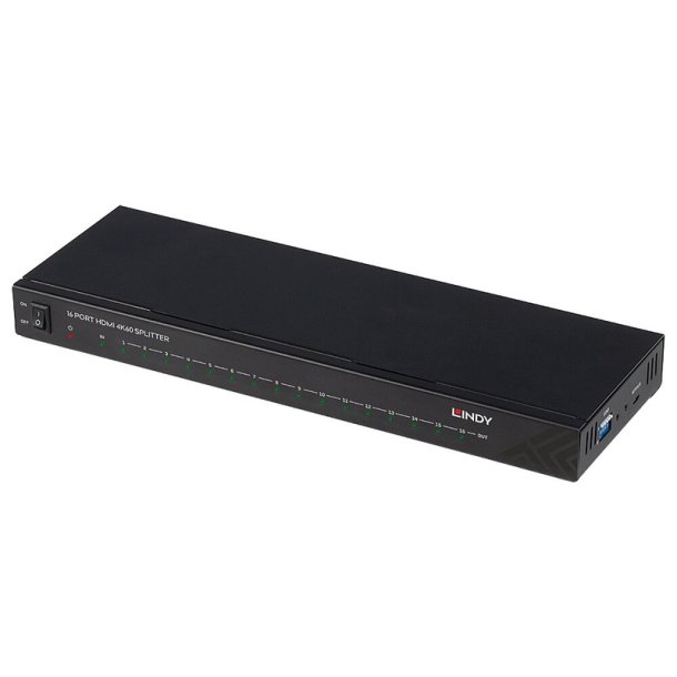 Lindy - 16 Port HDMI 4K60 Splitter - HDMI - 16x HDMI - 2.0 - 1 - Black - 3840 x 2160 pixels