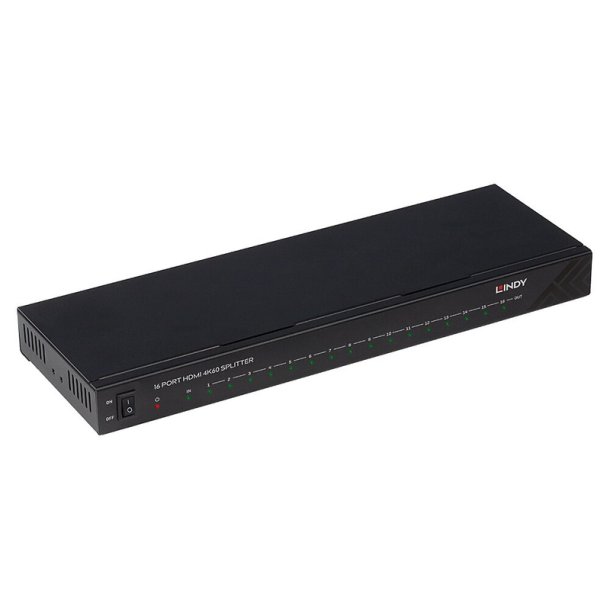 Lindy - 16 Port HDMI 4K60 Splitter - HDMI - 16x HDMI - 2.0 - 1 - Black - 3840 x 2160 pixels